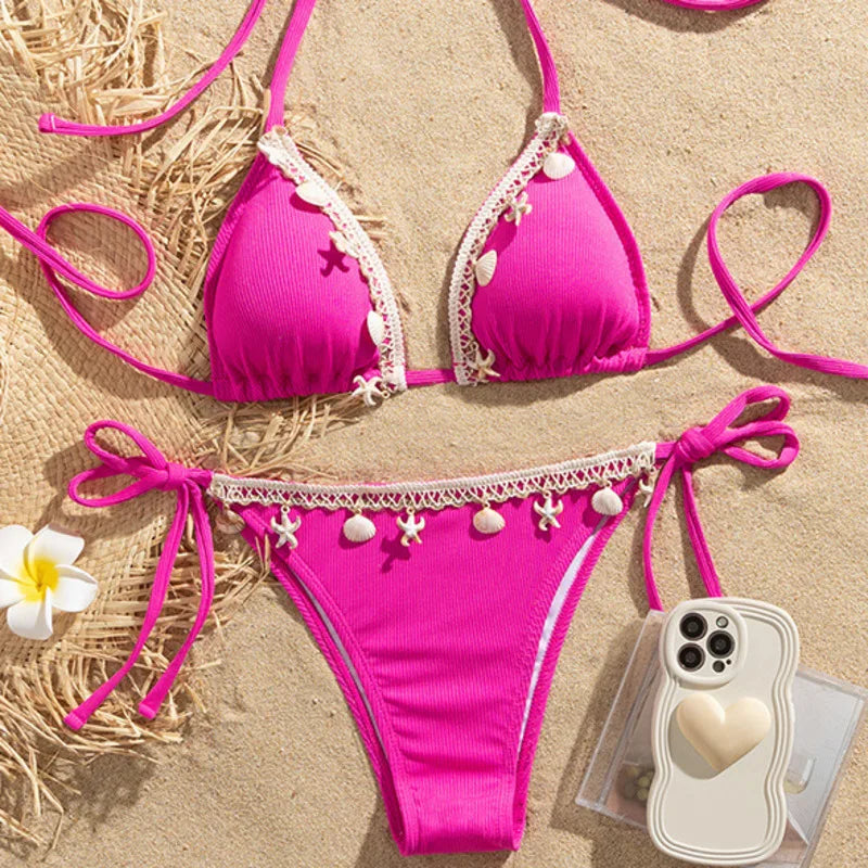 Women's Solid Color Bikini Swimwear