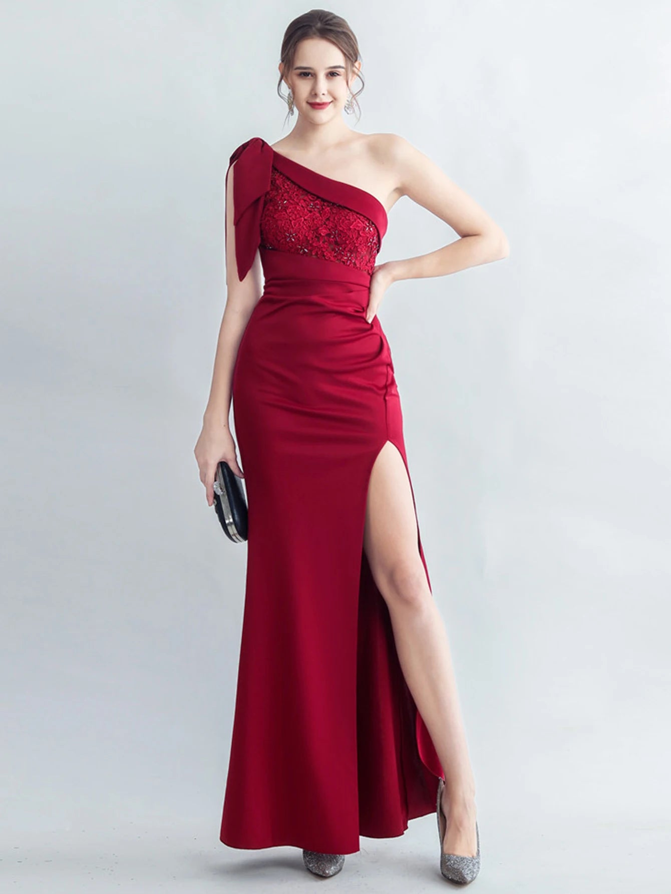 Women's Lace and Rhinestone Evening Dress