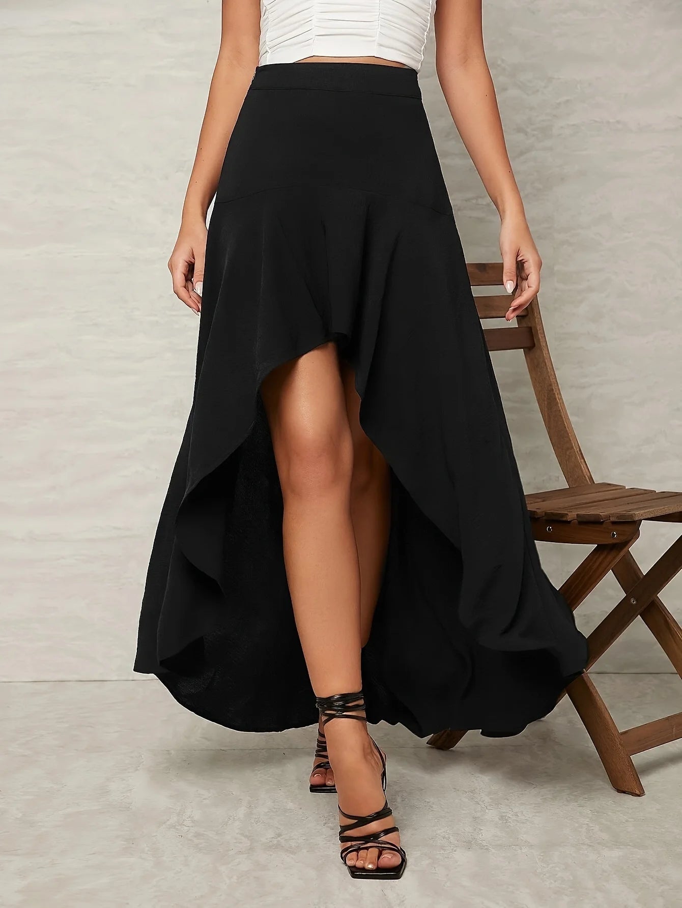 Women's Ruffle Edge Irregular Half skirt