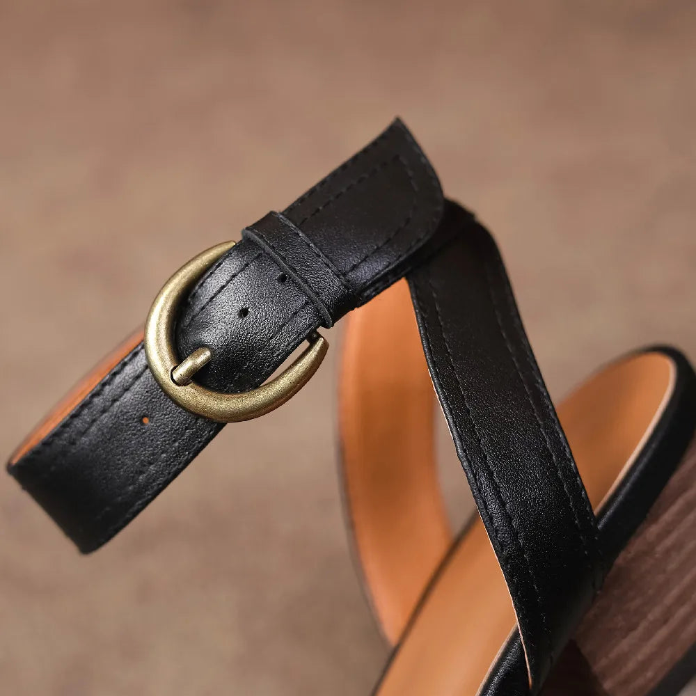 Women's Genuine Leather Ankle Strap Sandal