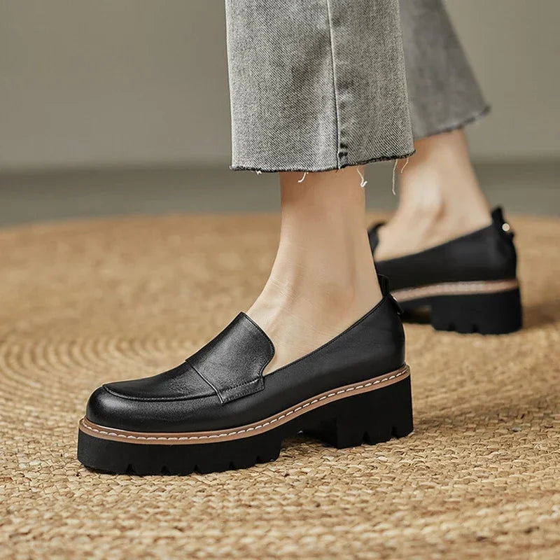 Women's Genuine Leather Platform Loafers