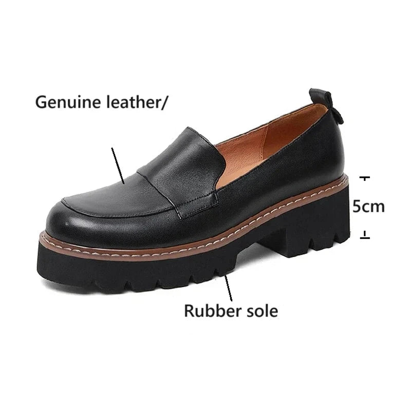 Women's Genuine Leather Platform Loafers