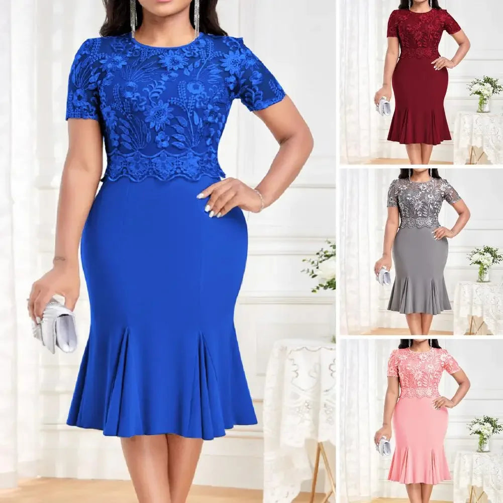 Ladies Formal Lace Short Sleeve Dress