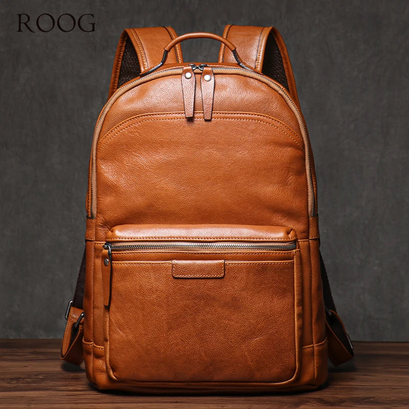 Genuine Leather Travel Backpack or Computer Bag For 16 Inch Laptop