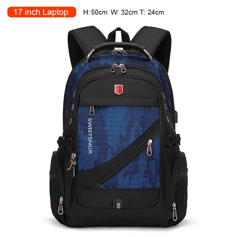 Waterproof 17 Inch Laptop Travel Backpack with USB Charging