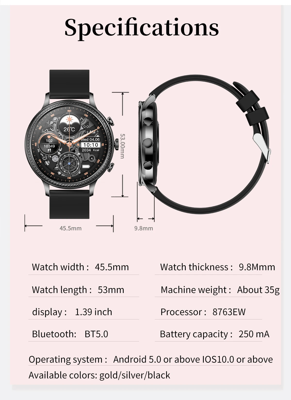 LIGE Women's Luxury Smartwatch