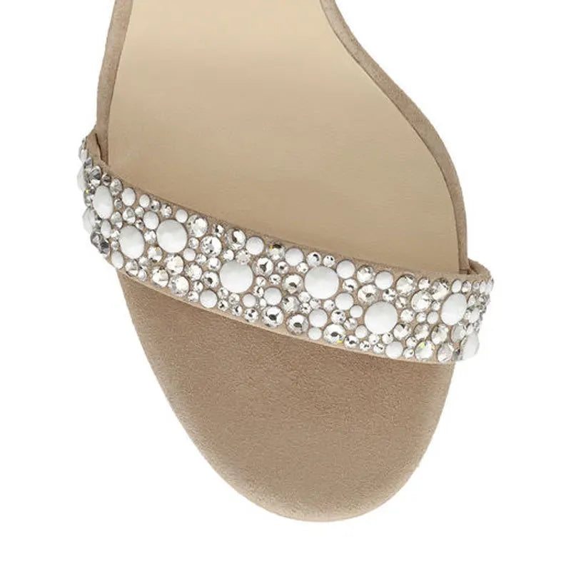 Women's Rhinestone Pearl Studded Heels