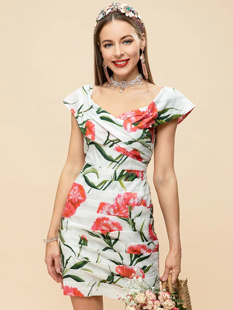 Women's Short sleeve Floral Print Mini Dress