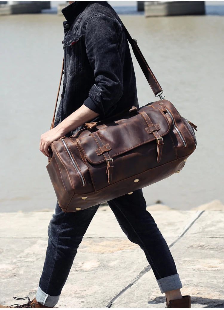 Genuine Leather Travel Duffle Bag