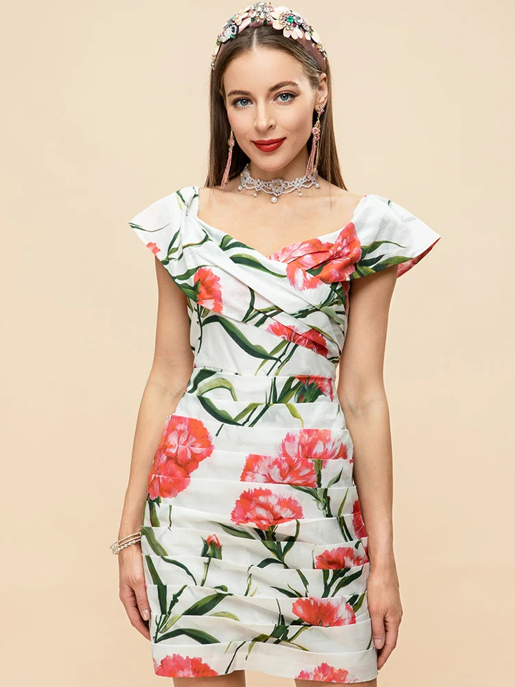 Women's Short sleeve Floral Print Mini Dress