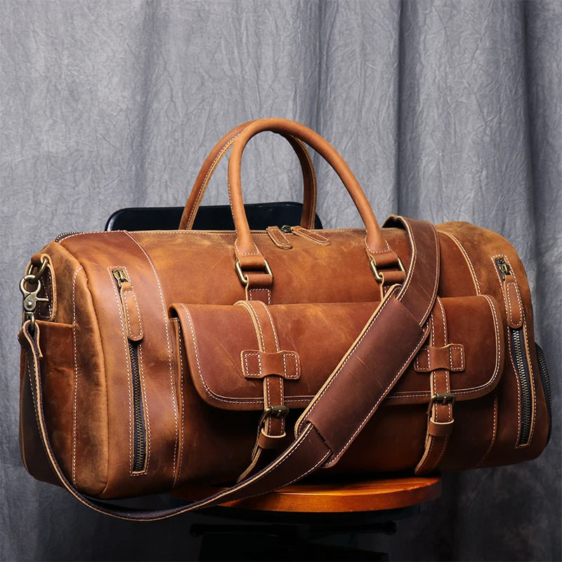 Genuine Leather Travel Duffle Bag