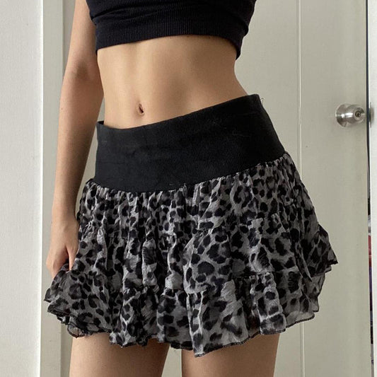 Fashion Leopard Splicing Skirt