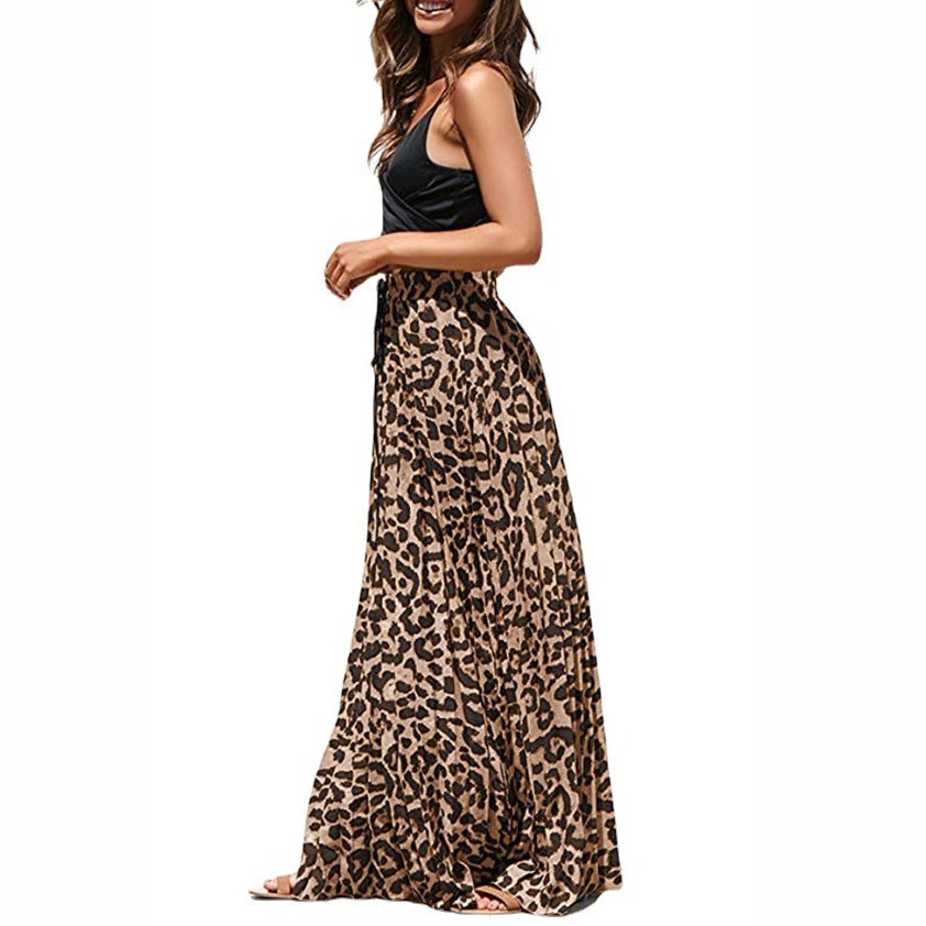 Bohemian Print Leopard Print A- Line High Waist Female Skirt