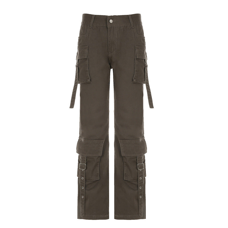 Fashionable Multi-pocket Denim Cargo Pants