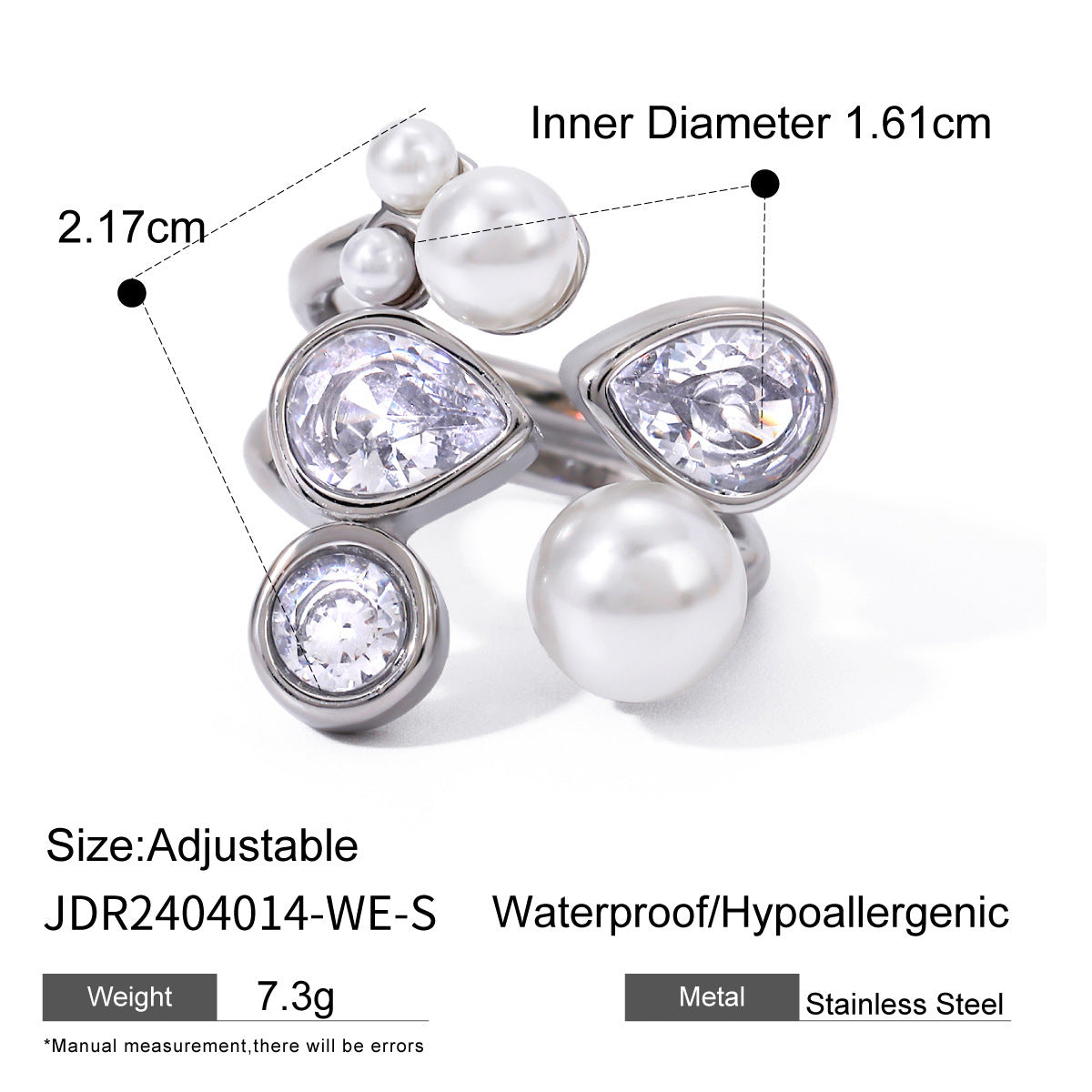 Stainless Steel Pearl Eye-catching Ring